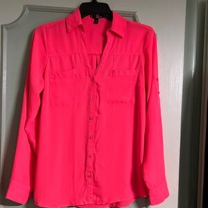 Express Hot Pink Long Sleeve Shirt